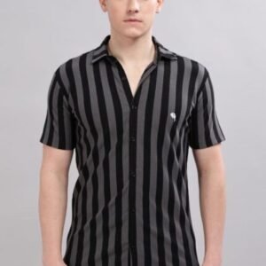 PR3 Shirts 005 – Black & Grey Stripes || Half Sleeve Shirt