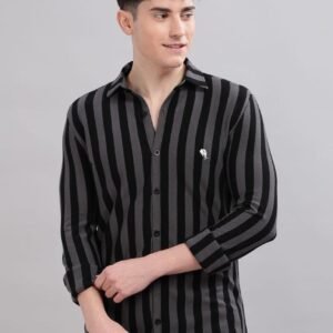 PR3 Shirts 005 – Black & Grey Stripes || Full Sleeve Shirt