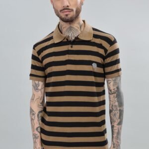 PR38 || Brown Stripes|| 100% Cotton Polo T-Shirt