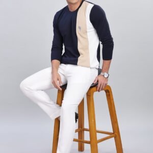 RFS009 || Navy Trio  || Round Neck Full Sleeve T-Shirt