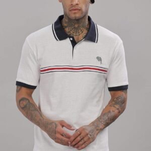PR35 || White Tape || 100% Cotton Polo T-Shirt