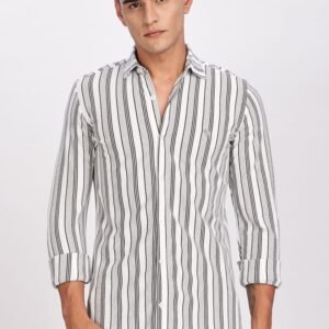 PR3 Shirts 007 – White & Sliver Stripes || Full Sleeve Shirt
