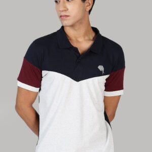 PR3 SS 005|| NAVY&MAROON|| 100% Cotton T-Shirt