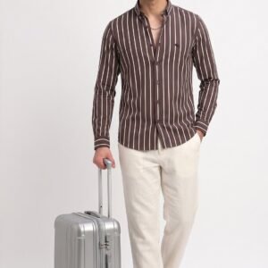 LS 005A|| BROWN STRIPES|| Full Sleeve Shirt